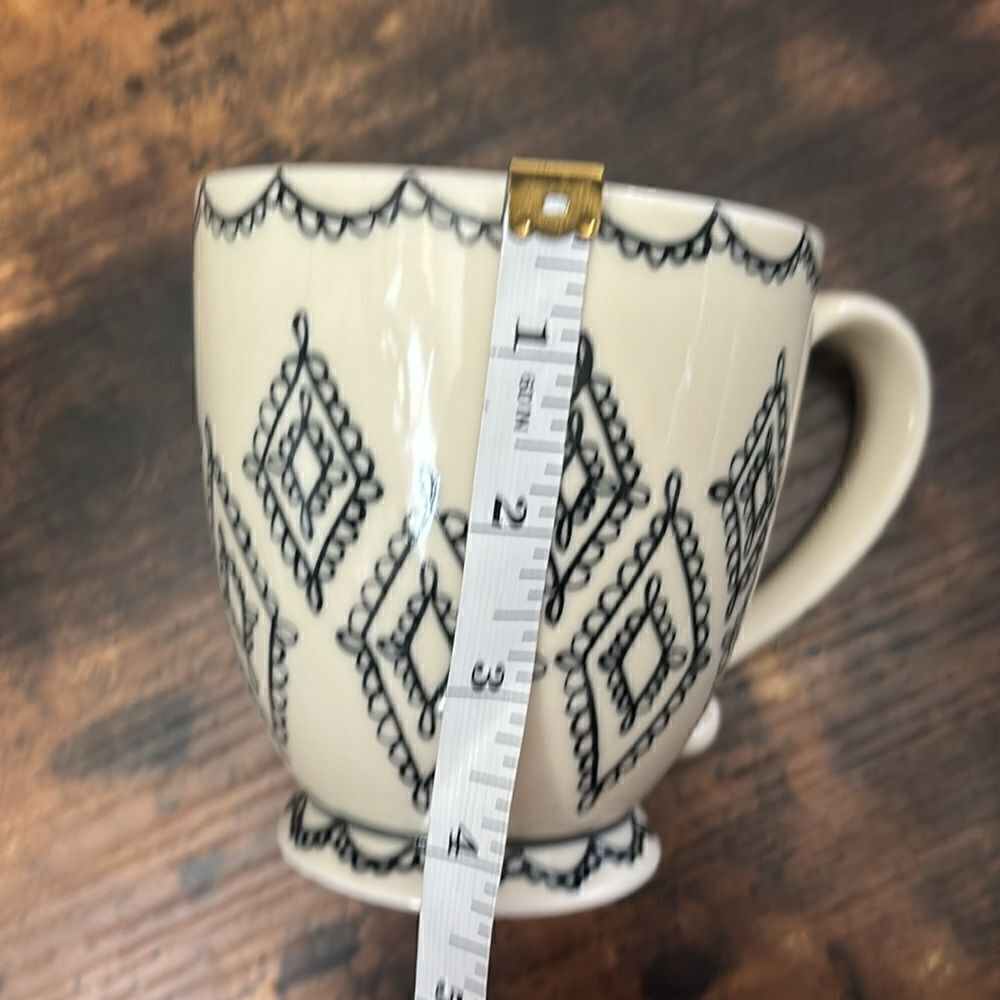 2002 Starbucks Barista Off White with Black Diamonds Footed Mug Green Interior - Picture 4 of 6